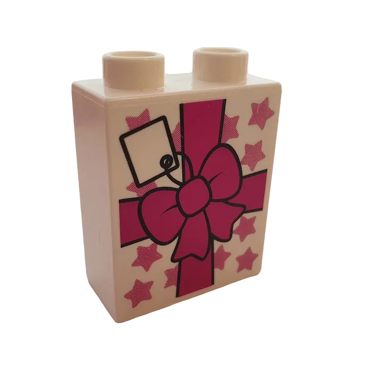 lego duplo bedruckt motivstein geschenk 4066pb465 weiß sterne pink schleife karte weihnachtsgeschenk weihnachten geburtstag