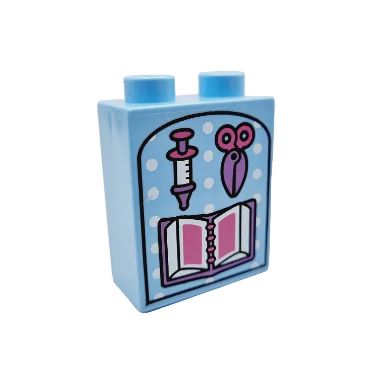 lego duplo baustein bedruckt motivstein krankenhaus arzt 4066pb469 terminplaner spritze schere einzeln hellblau punkte