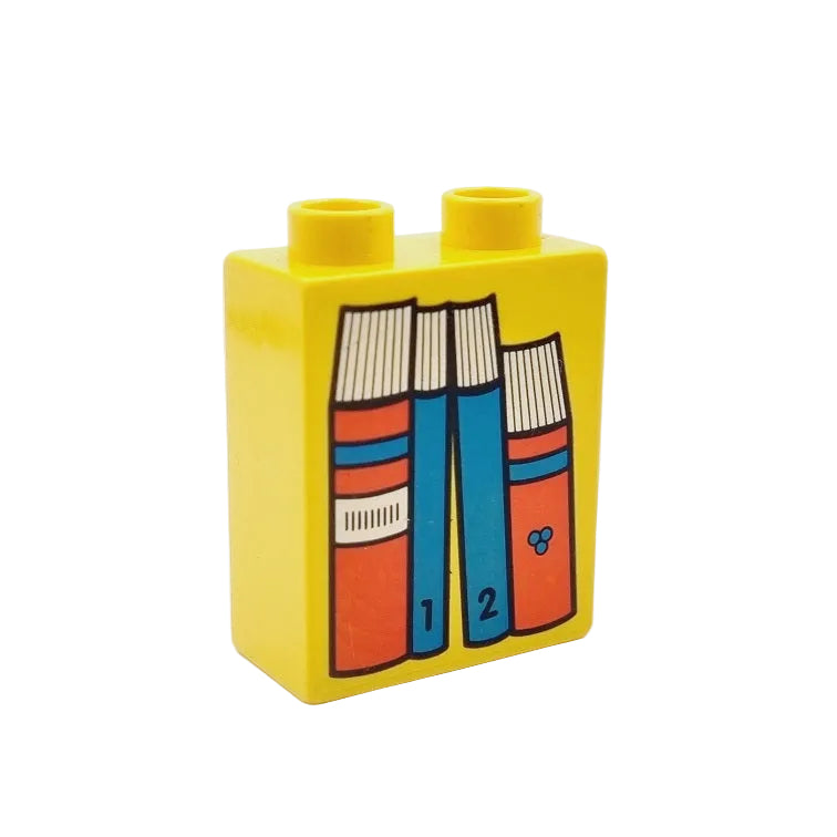 lego duplo bedruckt motivstein4066pb500 bücher schulbücher gelb 2x1x2 deko inventar