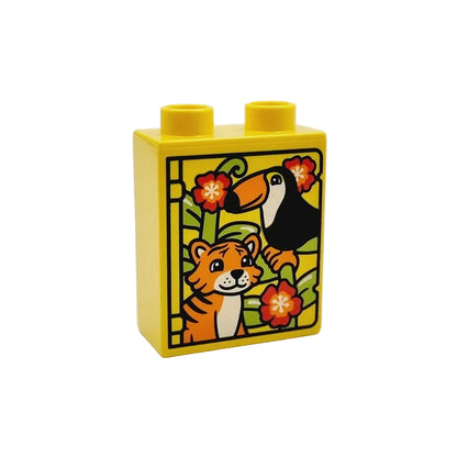 lego duplo bedruckt motivstein 4066pb712 bild wandbild tukan tiger 2x1x2 gelb dschungel