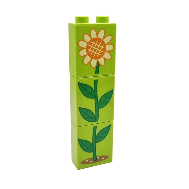 lego duplo bedruckter baustein motivstein 4066pb836 4066pb837 4066pb838 sonnenblume blume hoch 3-teilig einzeln pappa wutz pig einzeln hellbgrün