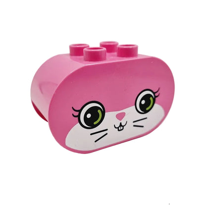 lego duplo bausteinjäger bedruckt 4198pb19 hase gesicht kopf pink augen mund einzeln einzelteile oval