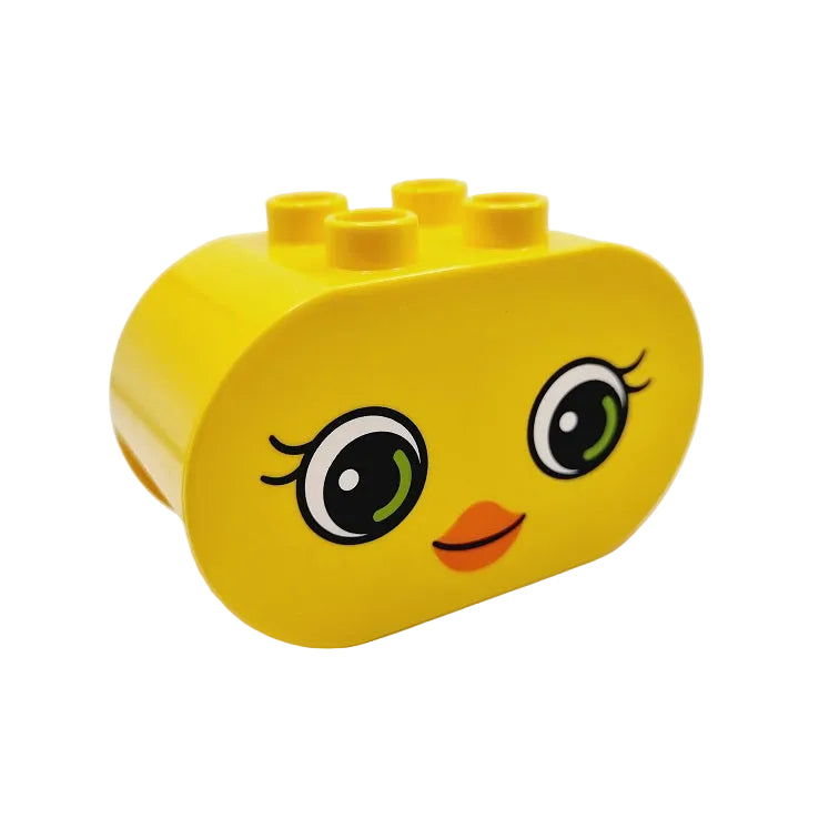 lego duplo bausteinjäger bedruckt 4198pb25 gesicht küken vogel gelb oval rund augen schnabel
