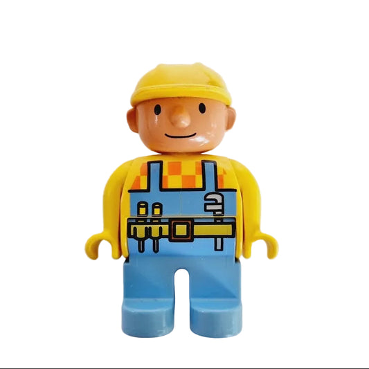 lego duplo figur einzeln bob der baumeister bauarbeiter 4555pb030 latzhose werkzeuge helm bauarbeiterhelm hellblau gelb