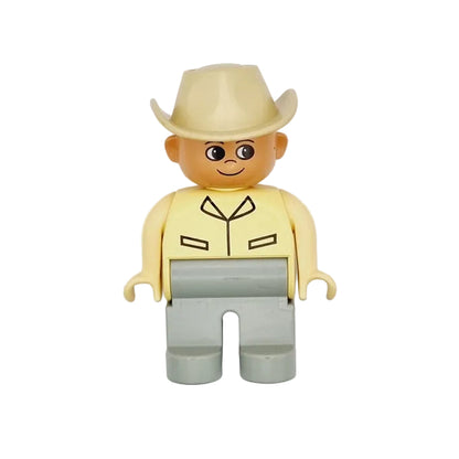 lego duplo einzeln figur forscher ranger 4555pb039 grau sand beige hut indiana jones