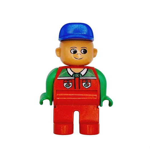 lego duplo figur 4555pb040 octan tankwart tankstelle rot grün kappe mütze cappy blau