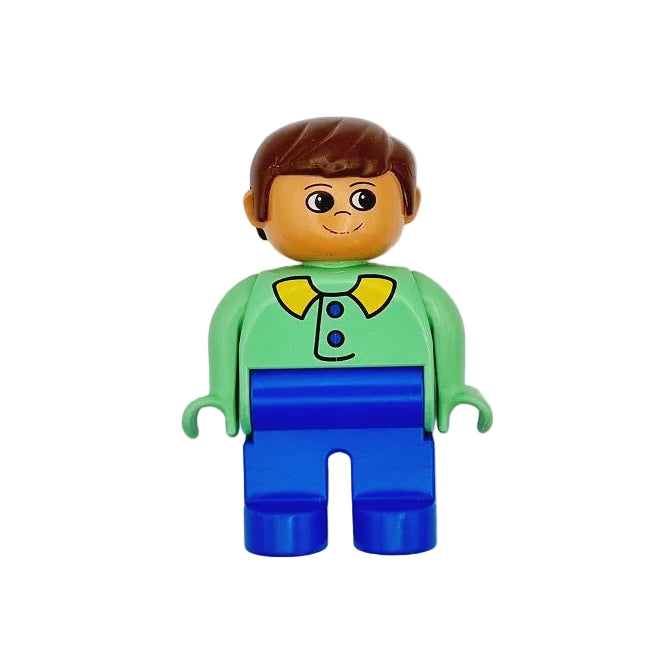 lego duplo figur mann alt männlich papa vater 4555pb098 blau lindgrün hellgrün knöpfe kragen braun einzeln