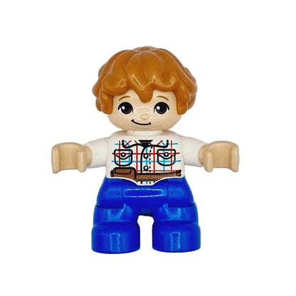 lego duplo figur jurassic world park einzeln 47205pb062 grey mitchell junge kind blau hemd kariert braun