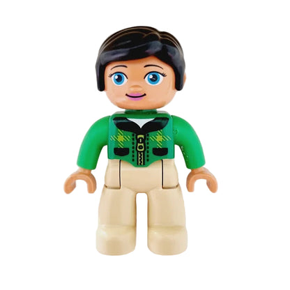 lego duplo figur frau weiblich mama lehrerin mutter 47394pb203a sand beige jacke grün kariert schwarz augen rund