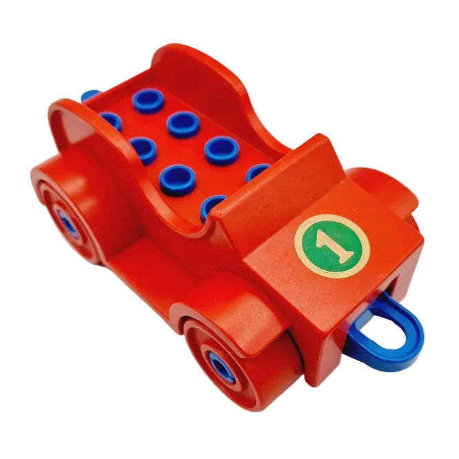 lego duplo fahrzeug auto rennauto autorennen racer einzeln bausteinjäger 4883c02 dupcarbody04 nummer 1 zahl eins rot blau alt oldtimer startnummer