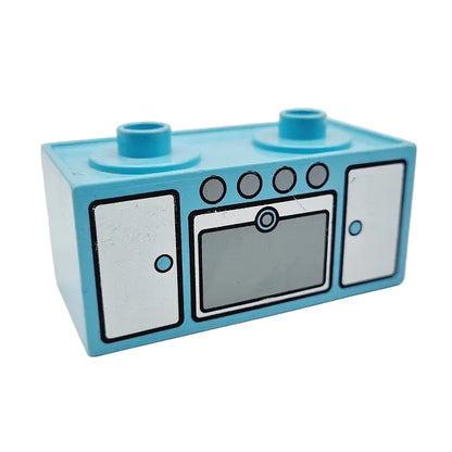 lego duplo möbel küche küchenmöbel 4907pb01 herd kochstelle 4x2 hellblau ofen küchenschrank