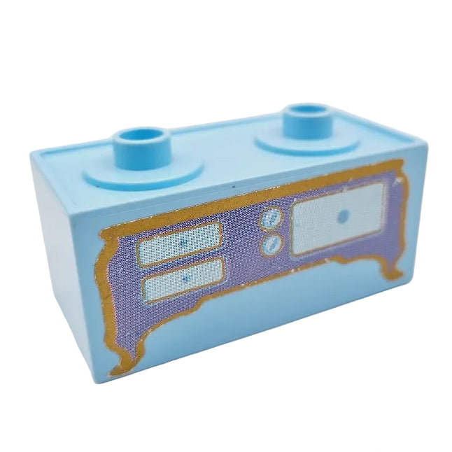 lego duplo möbel küche küchenmöbel einzeln einzelteile 4907pb03 aufkleber sideboard herd alt antik gold hellblau