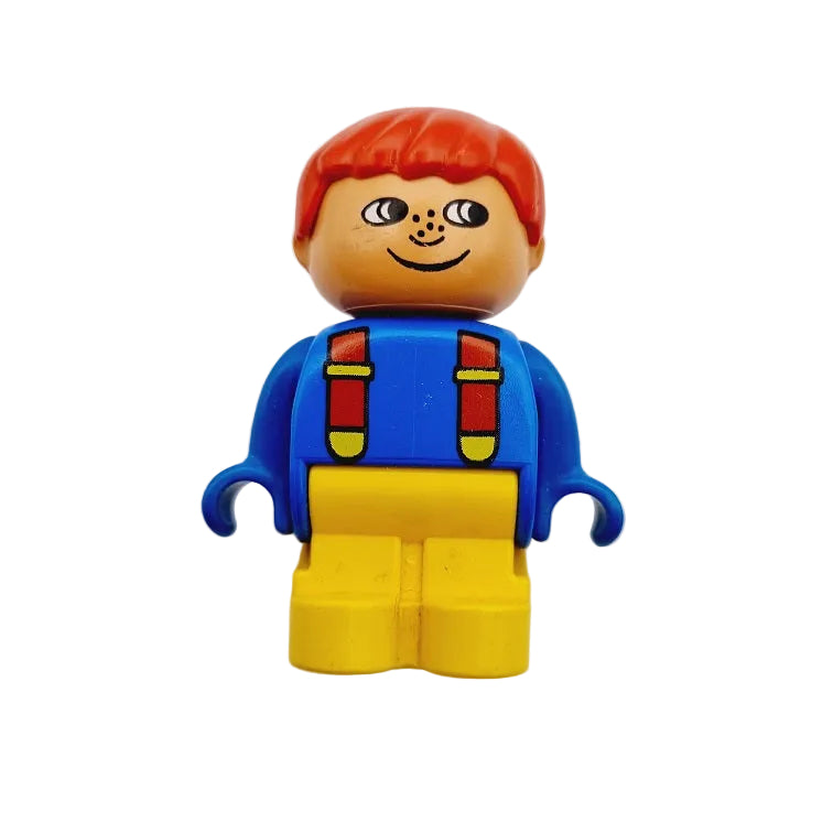 lego duplo figur kind alte generation junge 4943pb003 gelb blau rot hosenträger sommersprossen