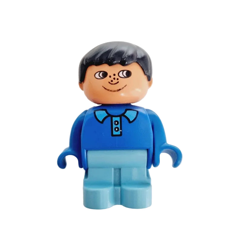 lego duplo figur kind alte generation 4943pb010 junge blau hellblau schwarz sommersprossen