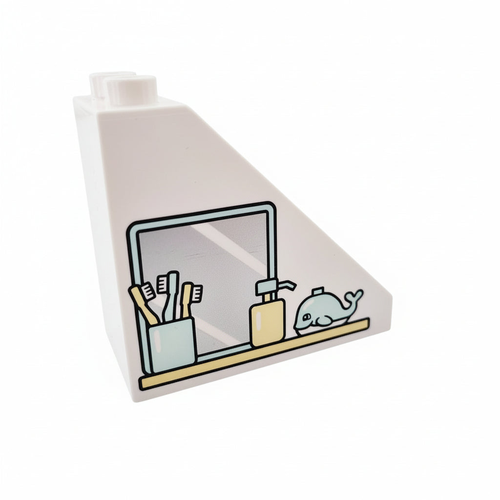 lego duplo bedruckt motivstein badezimmer spiegel zahnbürsten seife wal bad 4x2 weiß dach