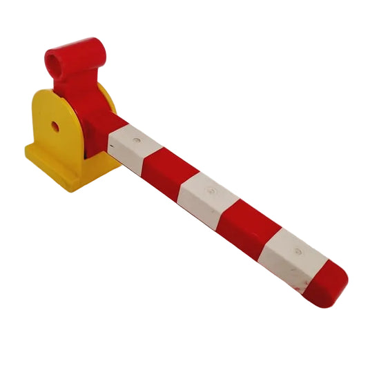 lego duplo eisenbahn zug lok schiene schienen eisenbahnschiene einzeln bausteinjäger schranke schranken bahnübergang 6405c01 eckig gelb gestreift rot weiß