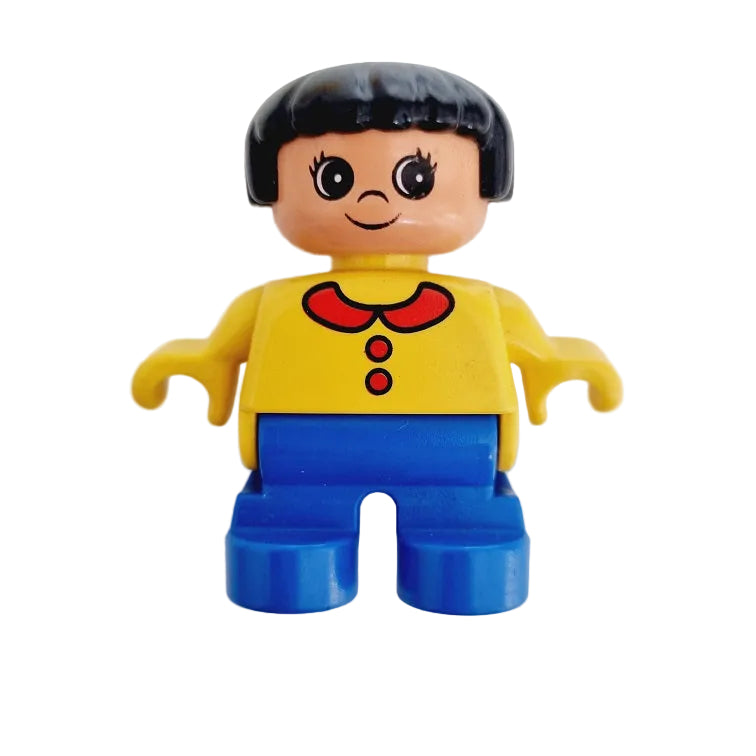 lego duplo figur kind alte generation 6453pb016 mädchen bau gelb kragen rot schwarz