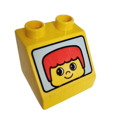 lego duplo baustein bedruckt motivstein kreative fahrzeuge autos 6474pb02 fenster scheibe frontscheibe gesicht junge rot gelb 2x2