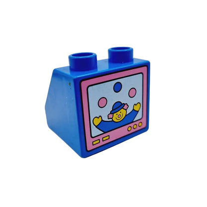 lego duplo bedruckt motivstein 6474pb05 fernseher tv clown blau 2x2 jongleur einzeln 