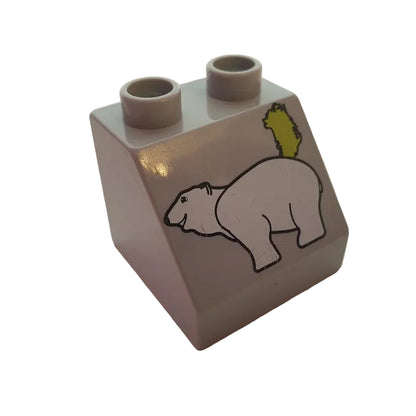 lego duplo bedruckt motivstein 6474pb15 eisbär nordpol infotafel zoo grau 2x2