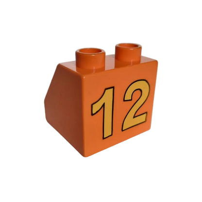 lego duplo bedruckt motivstein zahl  6474pb22 12 ziffer zwölf 2x2 einzeln orange