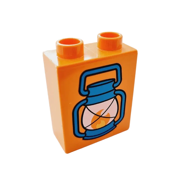 lego duplo bedruckt motivstein  76371pb019 öllaterne öllampe laterne orange blau feuer licht einzeln 2x1x2