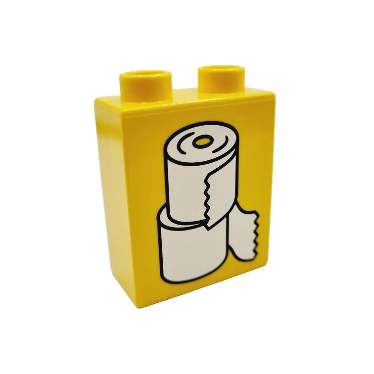 lego duplo bedruckt motivstein 76371pb052 toilettenpapier klopapier rollen gelb 2x1x2 badezimmer bad einzeln puppenhaus inventar dekoration deko