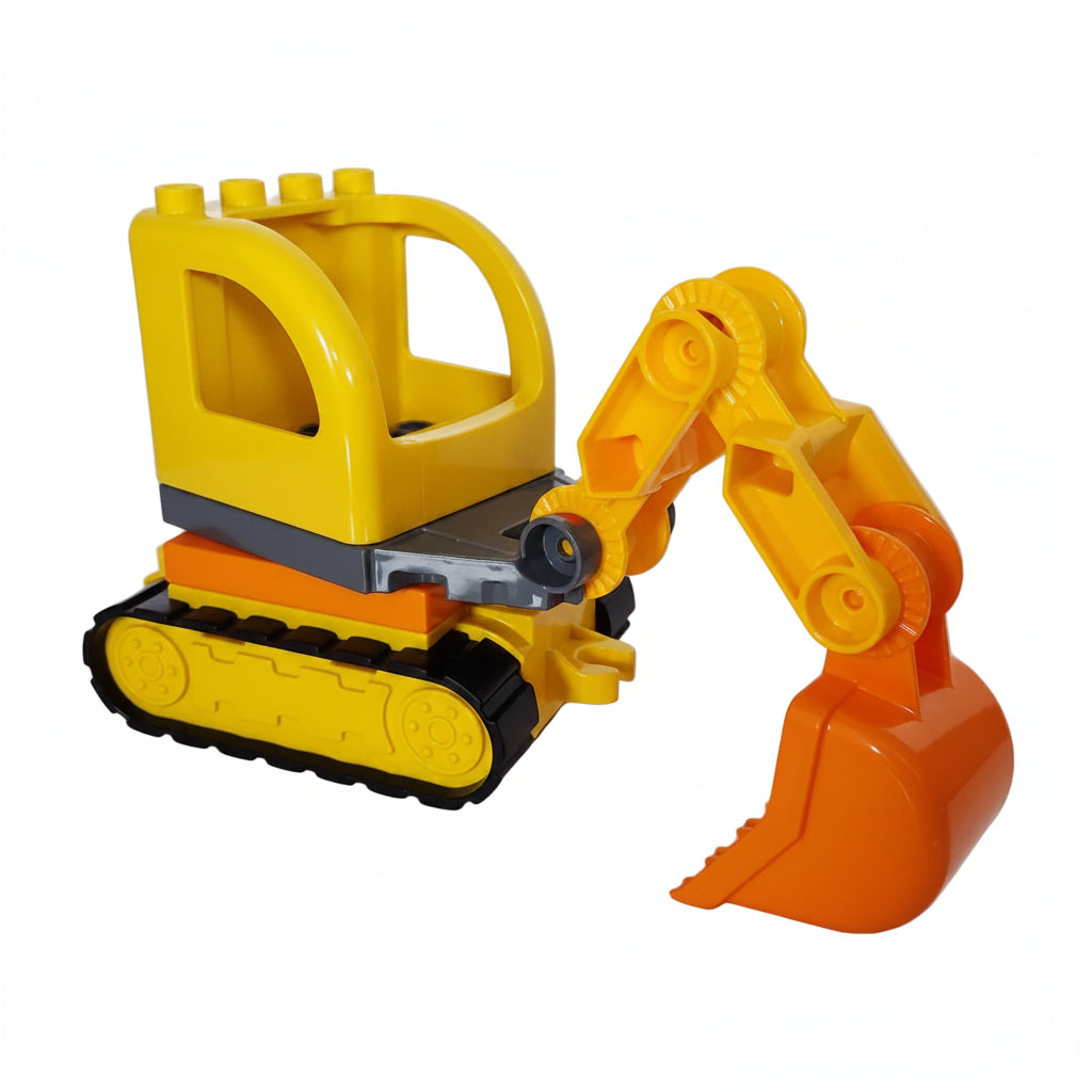 lego duplo bagger einzeln einzelteile bausteinjäger kettenbagger 2016 gelb orange schaufel drehbar