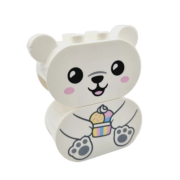 lego duplo bausteinjäger eisbär bedruckt 2-teilig zusammengebaut 