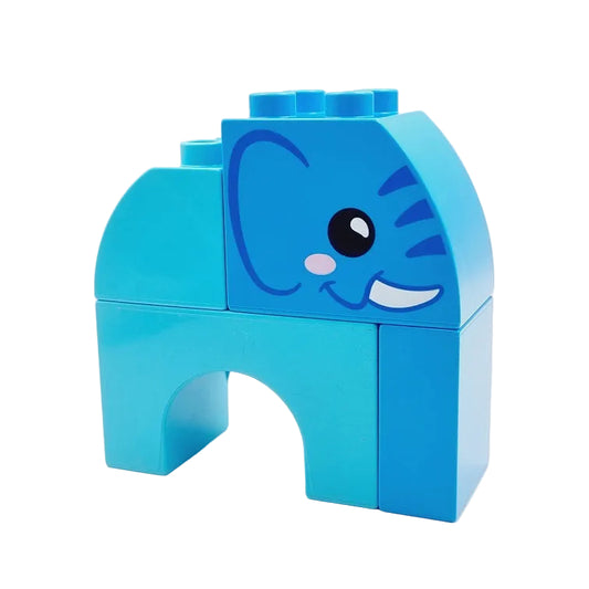 lego duplo bausteinjäger elefanz bedruckt motivstein zusammengebaut blau azur einzeln 