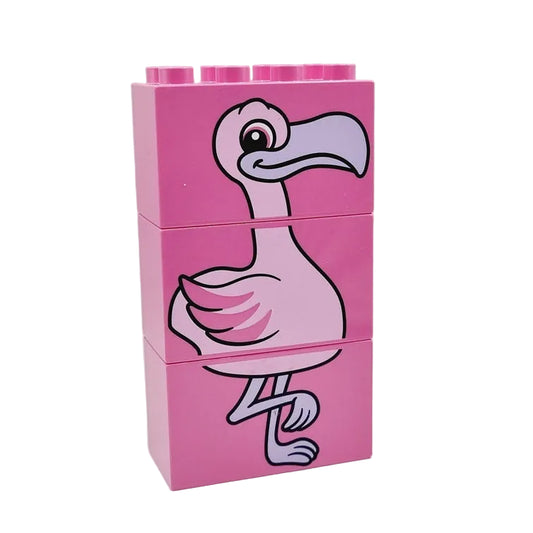 lego duplo bausteinjäger flamingo 3-teilig pink einzeln bedruckt motivsteine 4x2x2