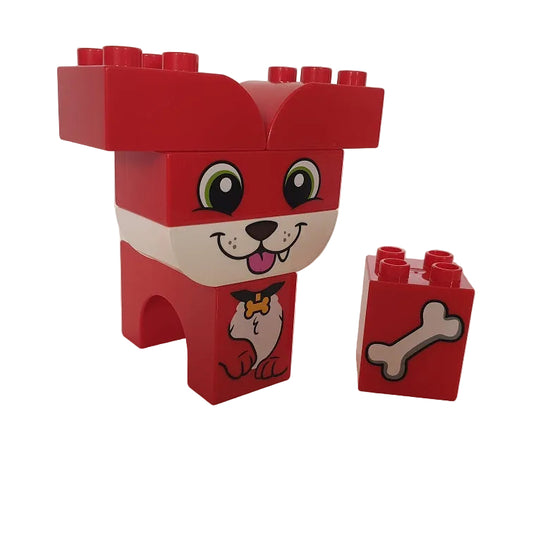 lego duplo bausteinjäger hund rot zusammengebaut mit knochen einzeln einzelteile shop