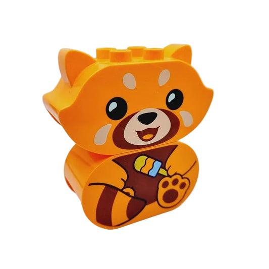 lego duplo bausteinjäger roter panda orange eis 2-teilig bedruckt motivsteine zusmamengebaut 