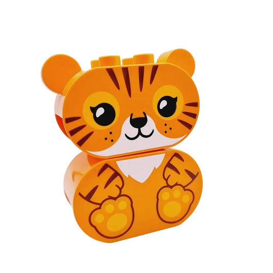 lego duplo bausteinjäger tiger tier 2-teilg bedruckt motivstein zusammengebaut