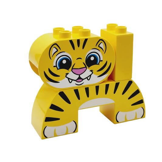lego duplo bausteinjäger tiger zusammengebaut einzeln einzelteile gelb bedruckt