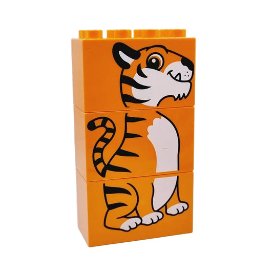 lego duplo bausteinjäger tiger orange bedruckt motivstein 4x2x2