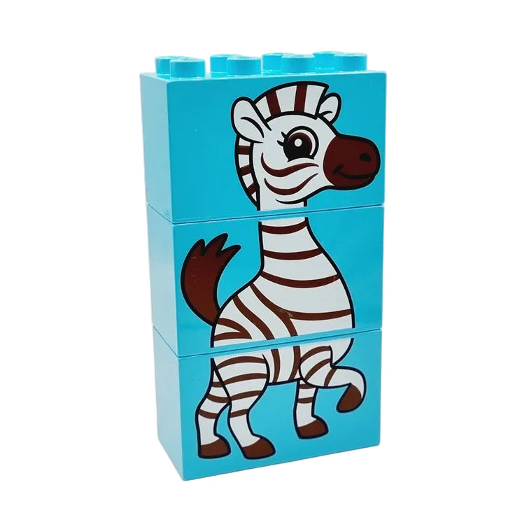 lego duplo bausteinjäger zebra 3-teilig azur 4x2x2 bedruckt motivsteine