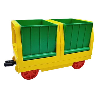 lego duplo eisenbahn zug lok lokomotive waggon wagen anhänger bausteinjäger einzeln seitkipper lore container gelb grün