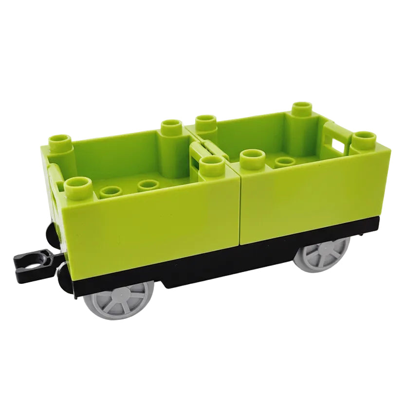 lego duplo eisenbahn zug lok lokomotive waggon wagen anhänger bausteinjäger einzeln güterwaggon güterwagen pritsche hellgrün conzt