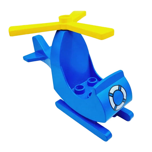lego duplo hubschrauber helikopter einzeln einzelteile bausteinjäger rettungshubschrauber alt blau rettungsring gelb