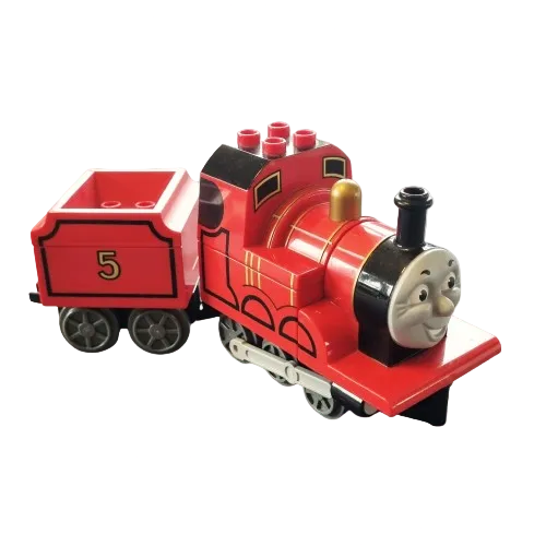 lego duplo thomas lokomotive und seine freunde zug züge lokomotive lok loks selten alt einzeln bausteinjäger james tender rot nummer 5 fünf gesicht 