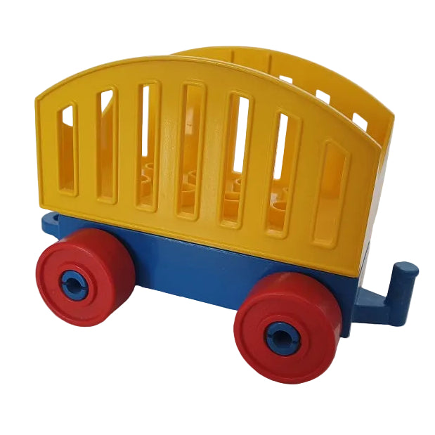lego duplo eisenbahn zug waggon eisenbahnwaggon einzeln bausteinjäger güterwagen blau gelb