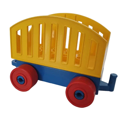 lego duplo eisenbahn zug waggon eisenbahnwaggon einzeln bausteinjäger güterwagen blau gelb