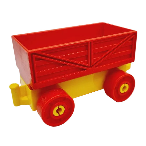lego duplo eisenbahn zug waggon eisenbahnwaggon einzeln bausteinjäger güterwaggon güterwagen gelb rot