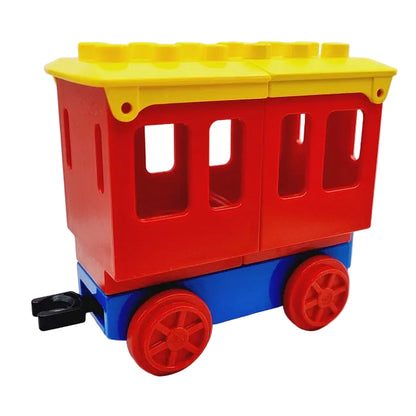 lego duplo eisenbahn zug waggon eisenbahnwaggon einzeln bausteinjäger personenwaggon personenwagen hoch blau rot
