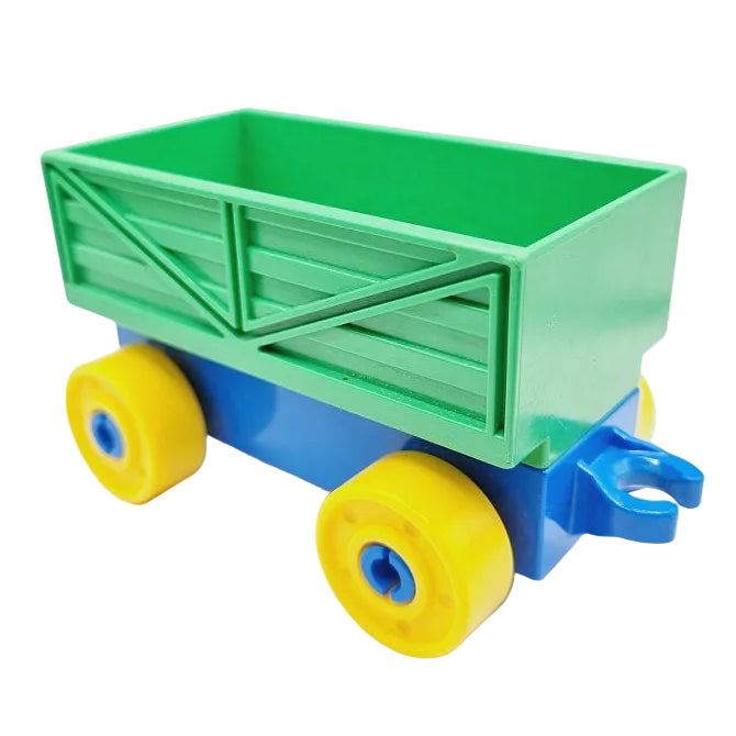 lego duplo eisenbahn zug waggon eisenbahnwaggon einzeln bausteinjäger güterwagen güterwaggon blau grün