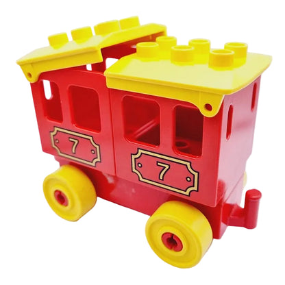lego duplo eisenbahn zug waggon eisenbahnwaggon einzeln bausteinjäger personenwagen personenwaggon rot sieben 7