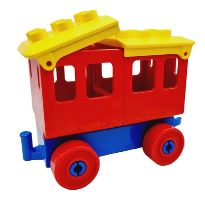 lego duplo eisenbahn zug waggon eisenbahnwaggon einzeln bausteinjäger personenwagen personenwaggon blau rot