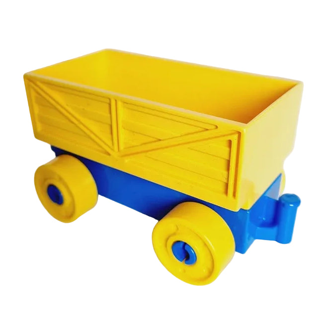 lego duplo eisenbahn zug waggon eisenbahnwaggon einzeln bausteinjäger güterwagen güterwaggon blau gelb
