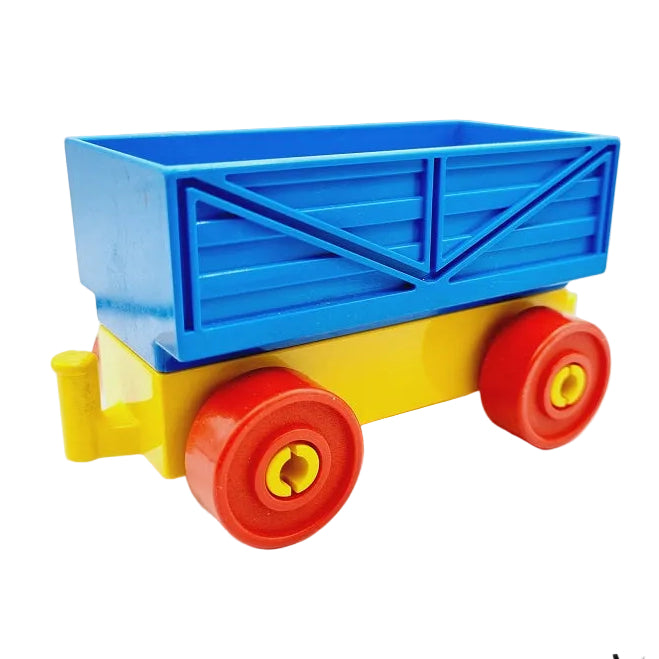 lego duplo eisenbahn zug waggon eisenbahnwaggon einzeln bausteinjäger güterwagen gelb blau